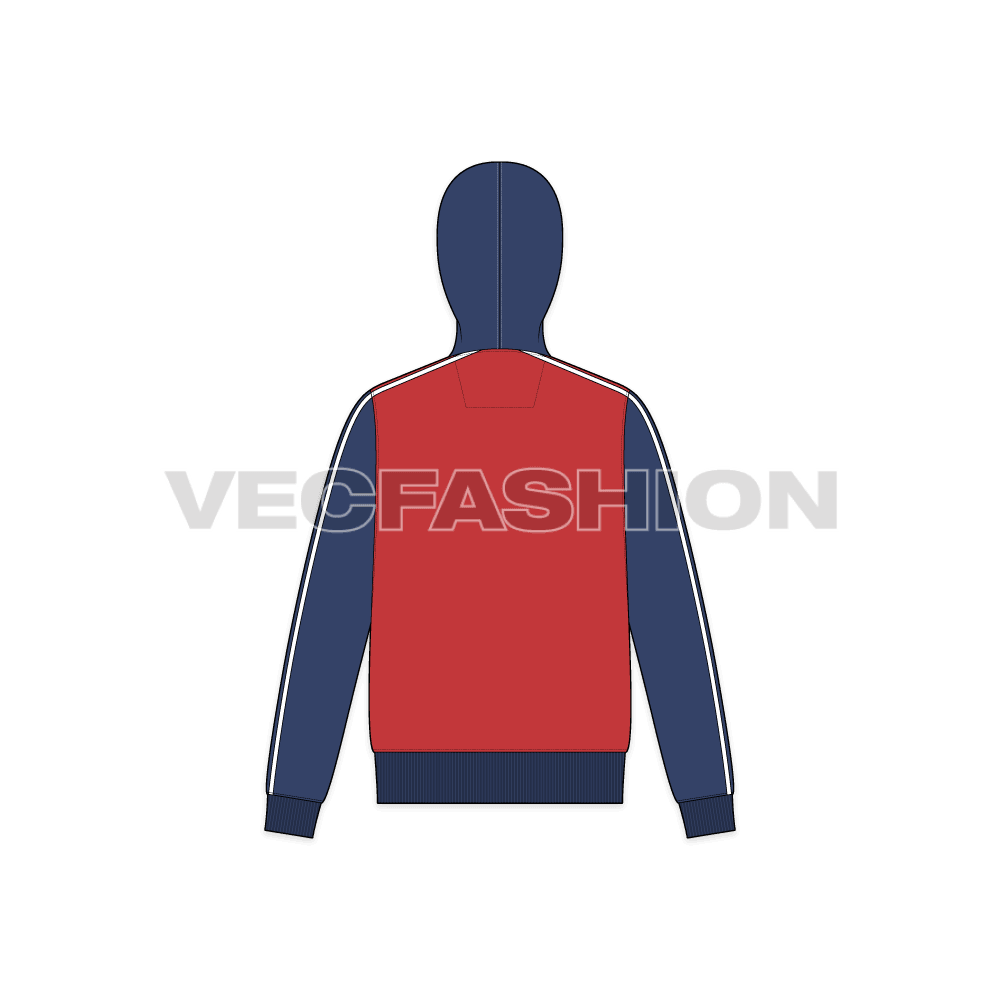 Mens sport hoodie fashion flat flat sketch, back view