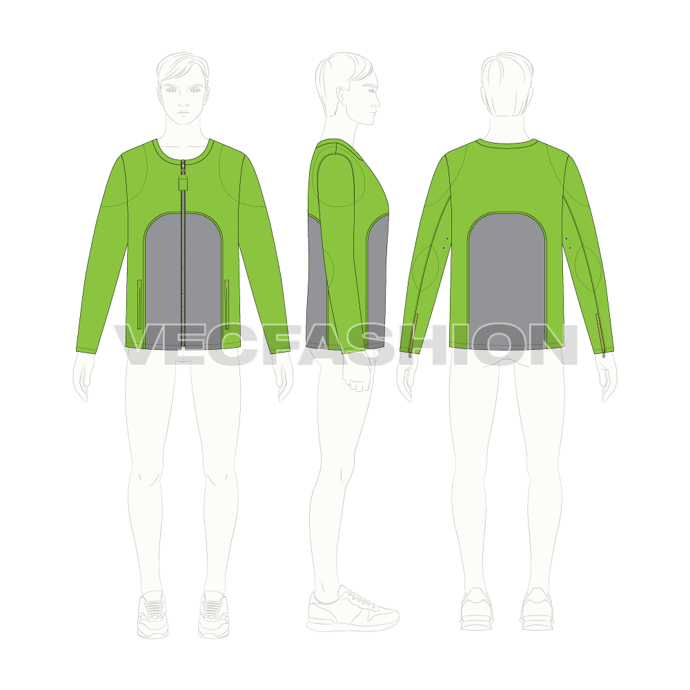 Mens Sport Jacket Fashion Flat flat sketch, croqui sketch