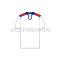 Mens sport open neck t-shirt flat sketch, front view
