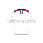Mens sport open neck t-shirt flat sketch, front view