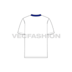 Mens sport open neck t-shirt flat sketch, back view