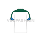 Mens sport polo shirt, contrast panel flat sketch, back view