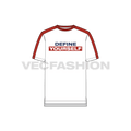Mens sport round neck t-shirt flat sketch, front view