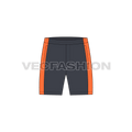 Mens sport shorts flat sketch, front view