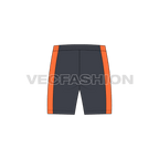 Mens sport shorts flat sketch, back view