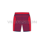 Mens sport sweat shorts flat sketch, back view