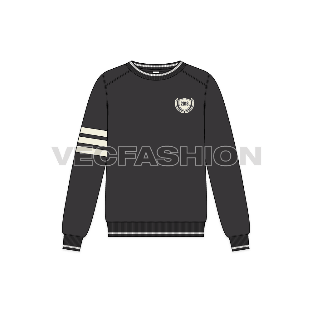 Mens sport sweatshirt flat sketch, front view