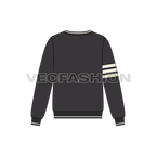 Mens sport sweatshirt flat sketch, back view