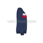 Mens sport sweatshirt template flat sketch, side view