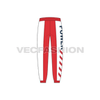 Mens sport track pants flat sketch, back view