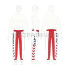 Mens sport track pants flat sketch, croqui sketch