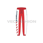 Mens sport track pants flat sketch, front view