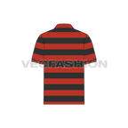 Mens sports golf shirt flat sketch, back view
