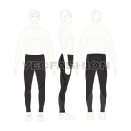Mens sports lycra tights flat sketch, croqui sketch