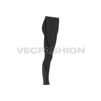 Mens sports lycra tights flat sketch, side view