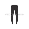 Mens sports lycra tights flat sketch, front view