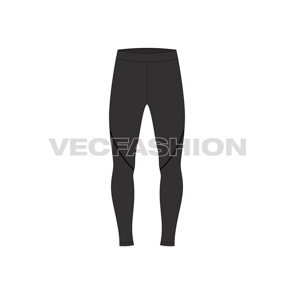 Mens sports lycra tights flat sketch, front view