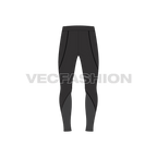 Mens sports lycra tights flat sketch, back view