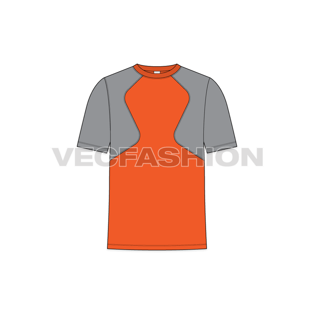 Mens sports t-shirt flat sketch, front view
