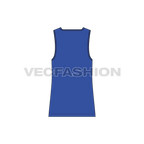 Mens square neck top flat sketch, back view