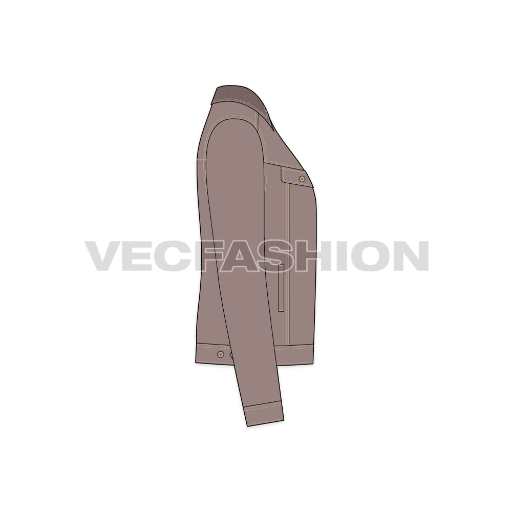 Mens Storm Rider Denim Jacket Vector flat sketch, side view