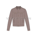 Mens Storm Rider Denim Jacket Vector flat sketch, front view