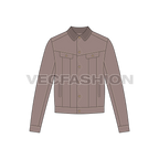 Mens Storm Rider Denim Jacket Vector flat sketch, front view