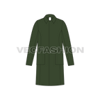 Mens Straight Coat flat sketch, front view