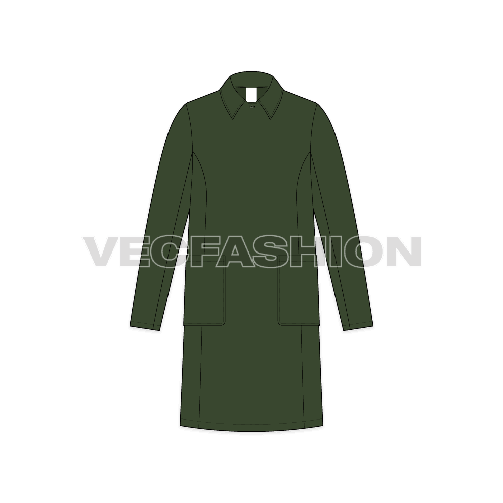 Mens Straight Coat flat sketch, front view