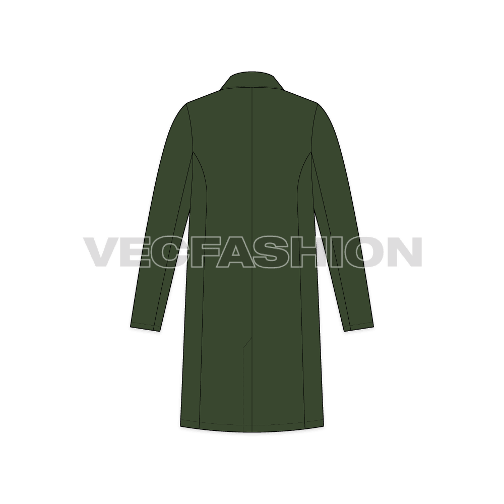 Mens Straight Coat flat sketch, back view