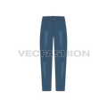 Mens straight cut denim jeans flat sketch, front view
