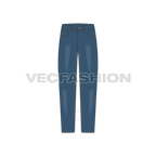 Mens straight cut denim jeans flat sketch, front view