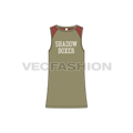 Mens straight cut gym tank flat sketch, front view