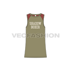 Mens straight cut gym tank flat sketch, front view