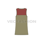 Mens straight cut gym tank flat sketch, back view