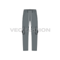 Mens straight fit cargo pants flat sketch, front view