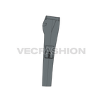 Mens straight fit cargo pants flat sketch, side view