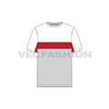 Mens straight fit cotton t-shirt flat sketch, front view