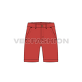 Mens straight fit shorts flat sketch, front view