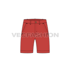 Mens straight fit shorts flat sketch, front view