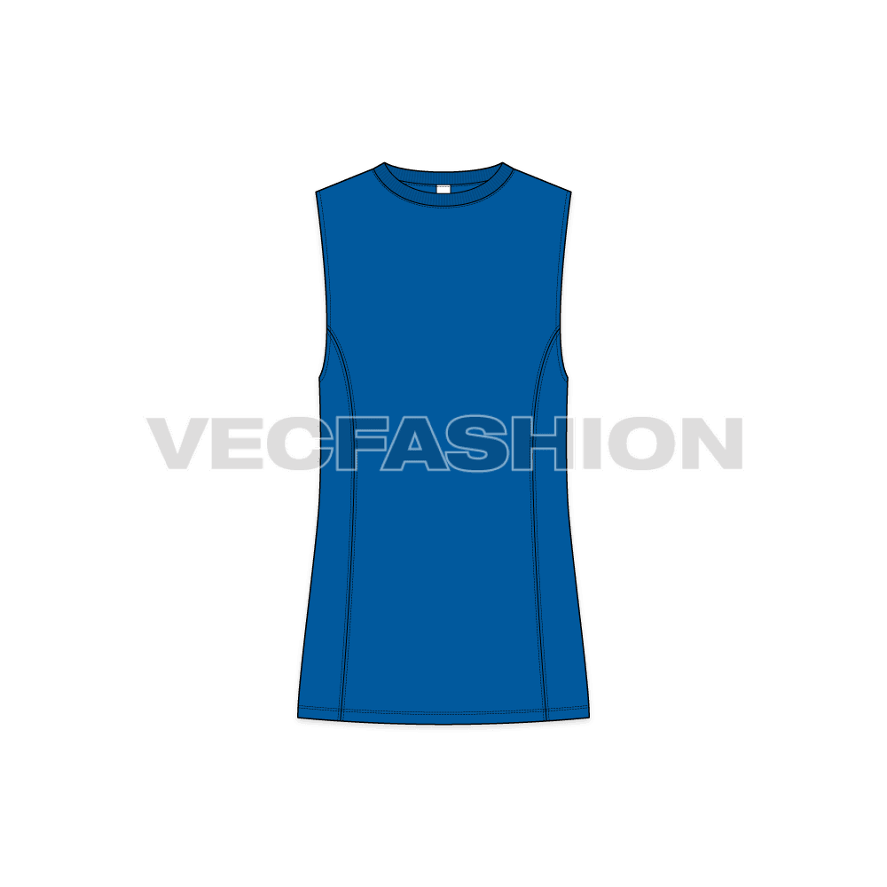 Mens straight fit tank flat sketch, front view