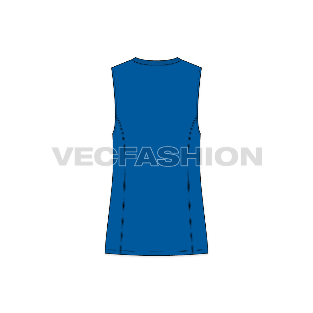 Mens straight fit tank flat sketch, back view