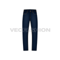 Mens straight leg denim jeans flat sketch, front view