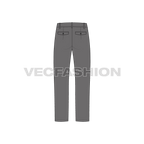 Mens straight leg pants flat sketch, back view