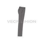 Mens straight leg pants flat sketch, side view
