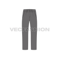 Mens straight leg pants flat sketch, front view