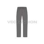 Mens straight leg pants flat sketch, front view