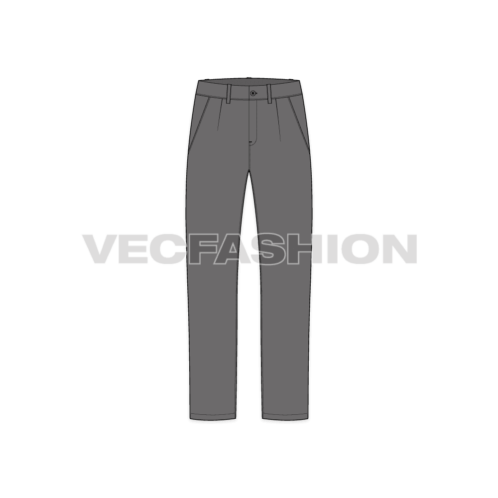 Mens straight leg pants flat sketch, front view