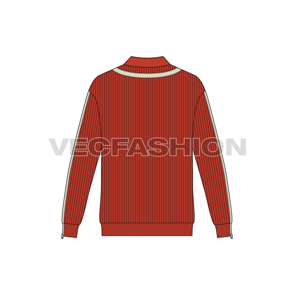 Mens streetwear cardigan flat sketch, back view