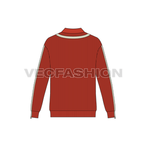 Vector template for Mens Streetwear Cardigan sweater showing Back View